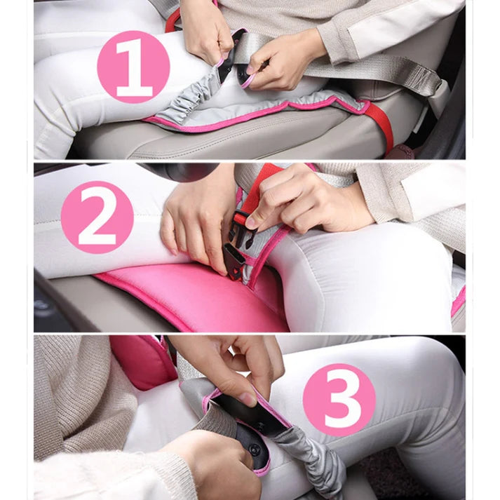 Car Safety Seat Protective Pad with Clip Back Abdominal Belt for Pregnant Woman (Pink)