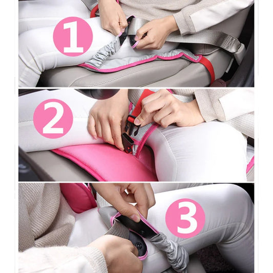 Car Safety Seat Protective Pad with Clip Back Abdominal Belt for Pregnant Woman (Pink)